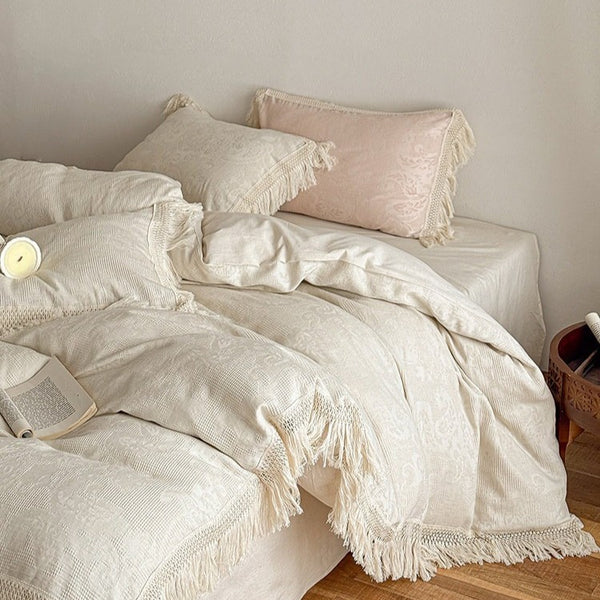 Linen Fringe Bedding Set