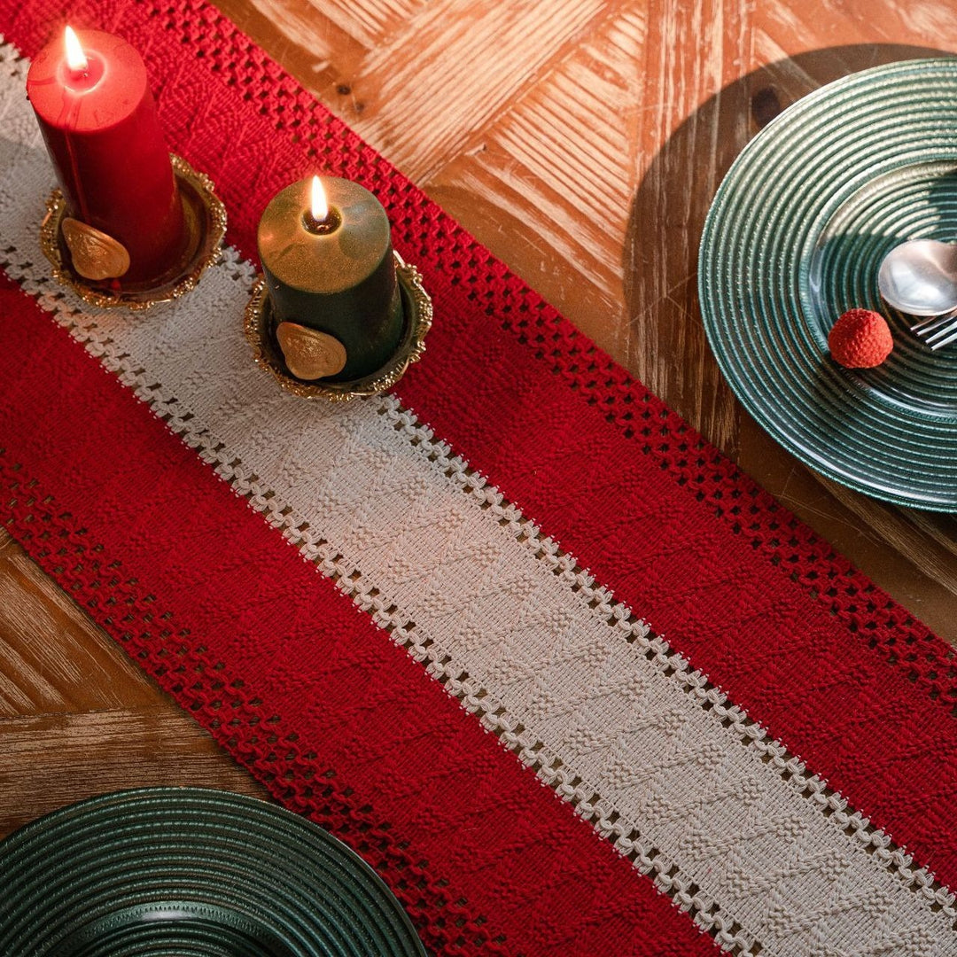 Crimson Stripe Table Runner