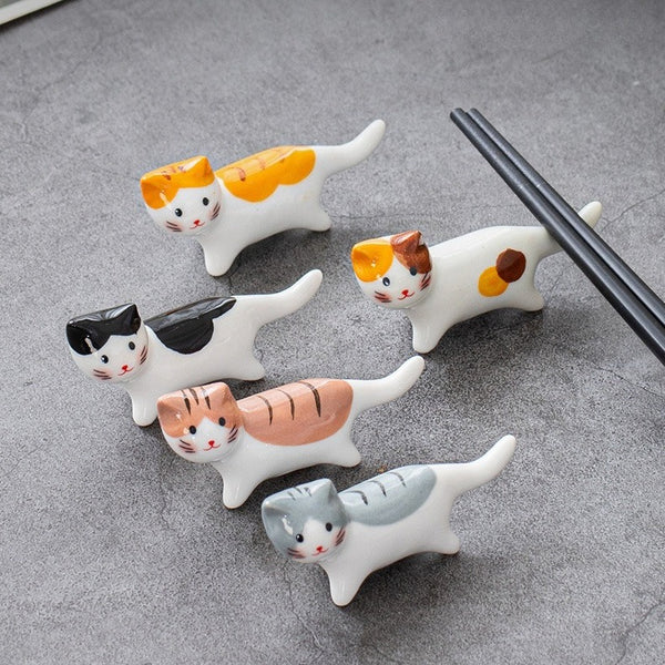 Wagging Tail Cat Chopsticks Holder Set