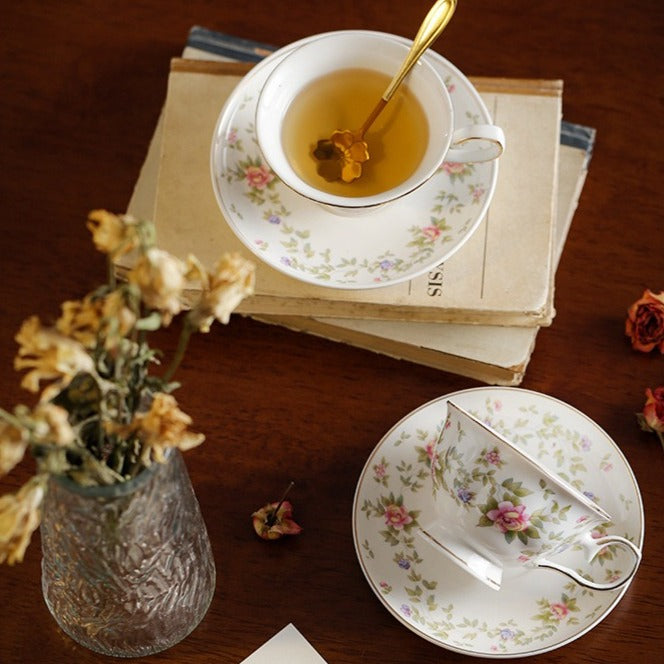 White Rosevine Teacup Set