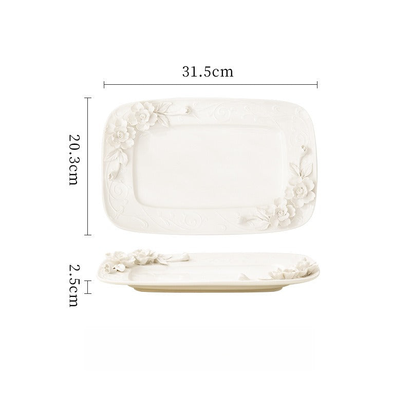 Beauty Rose Embossed Square Plate Collection