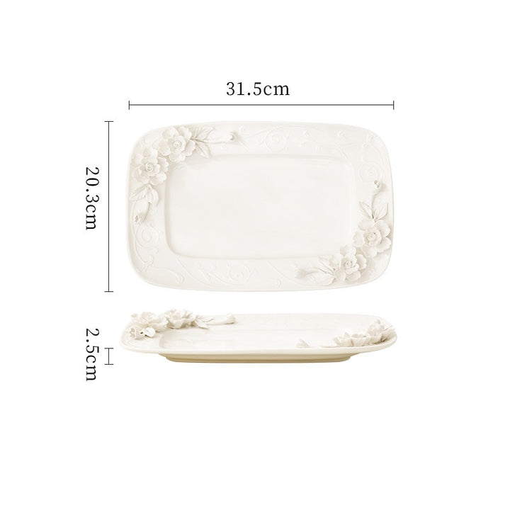 Beauty Rose Embossed Square Plate Collection