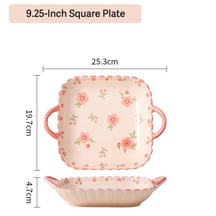Pink Flora Ceramic Dining Set