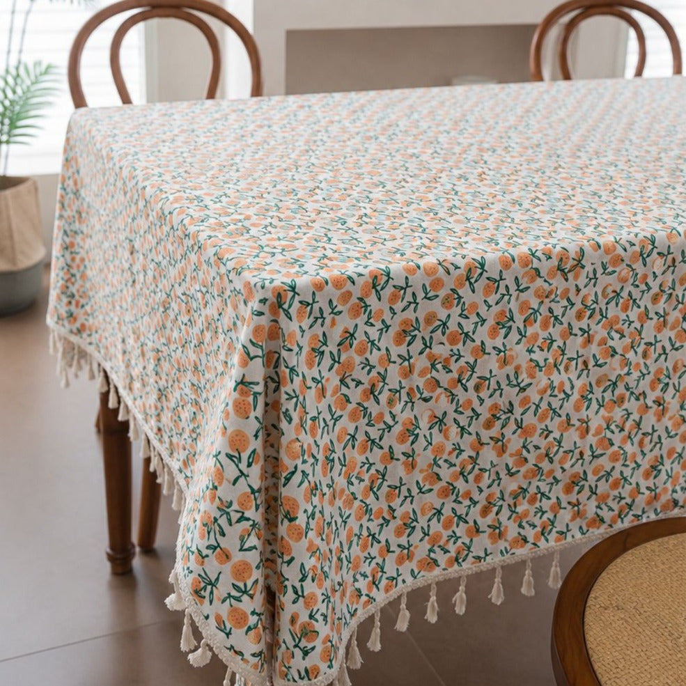 Summer Mandarin Tassel Tablecloth