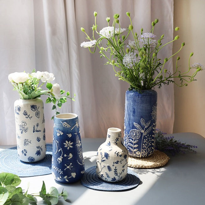 Blue Ceramic Vase Collection