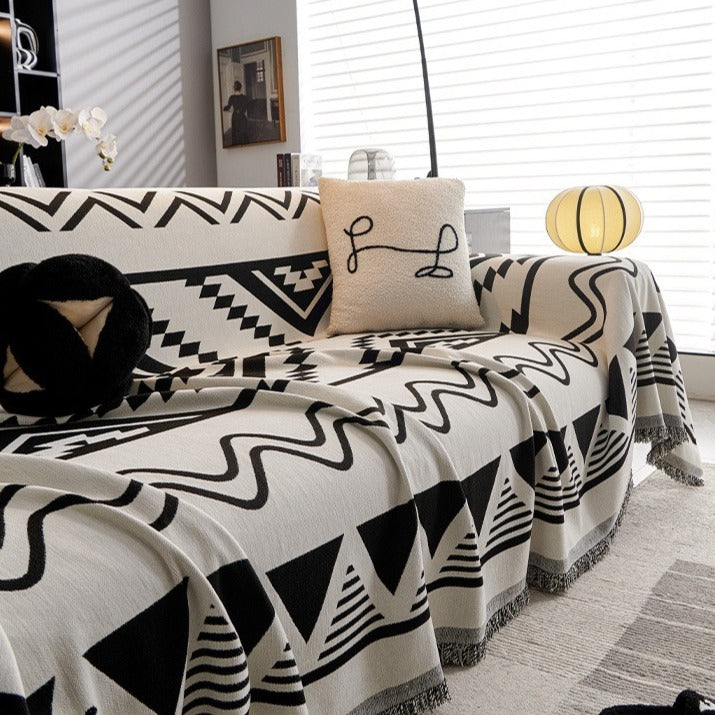 Monochrome Tribal Sofa Cover