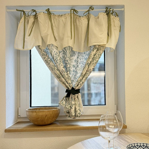 Rural Green & Lace Cabinet Curtain
