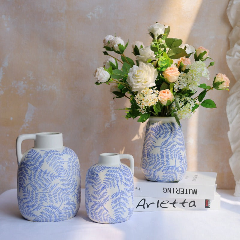 Blue Leave Ceramic Vase Collection