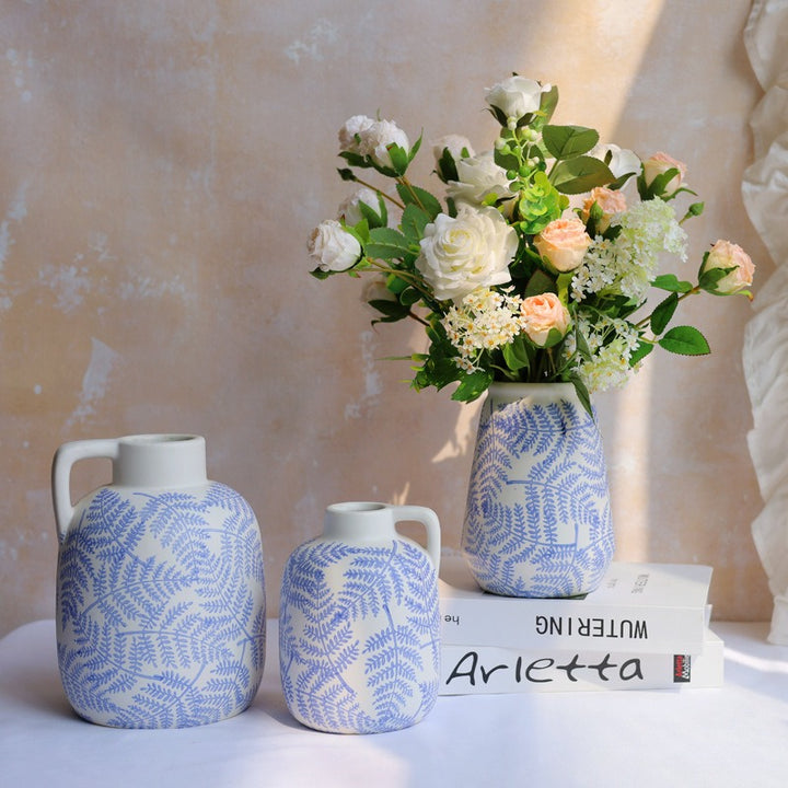 Blue Leave Ceramic Vase Collection