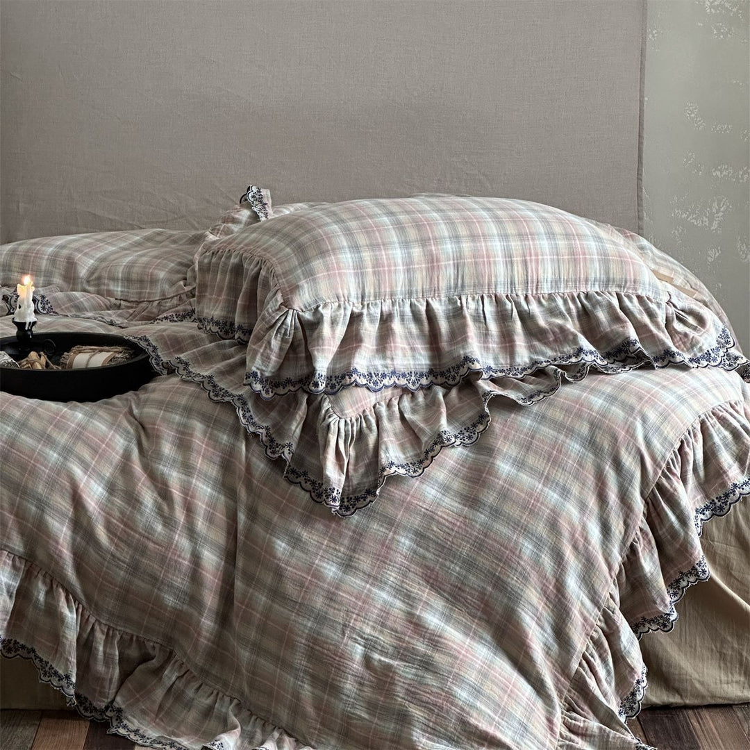 Forest Tartan & Ruffle Bedding Set