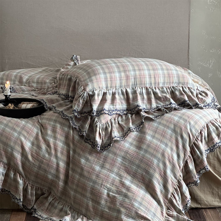 Forest Tartan & Ruffle Bedding Set