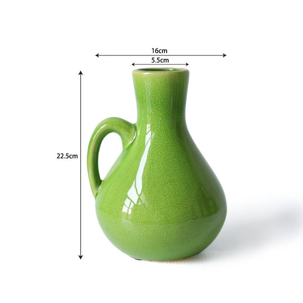 Green Crackle Ceramic Vase