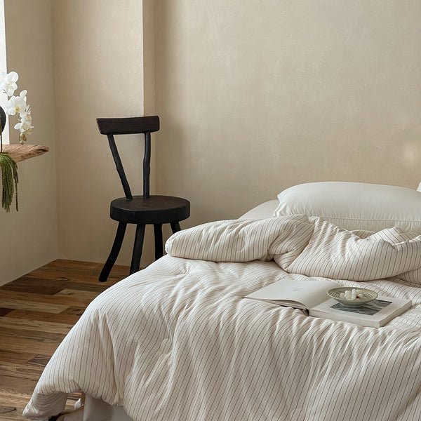 Beige Stripe Summer Quilted Blanket