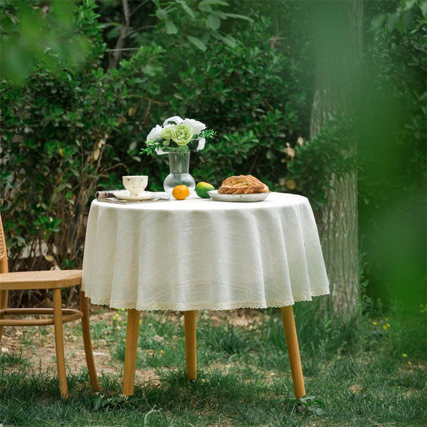 Line Linen Round Tablecloth