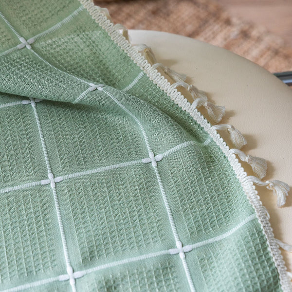 Sunlit Check Fringe Curtain