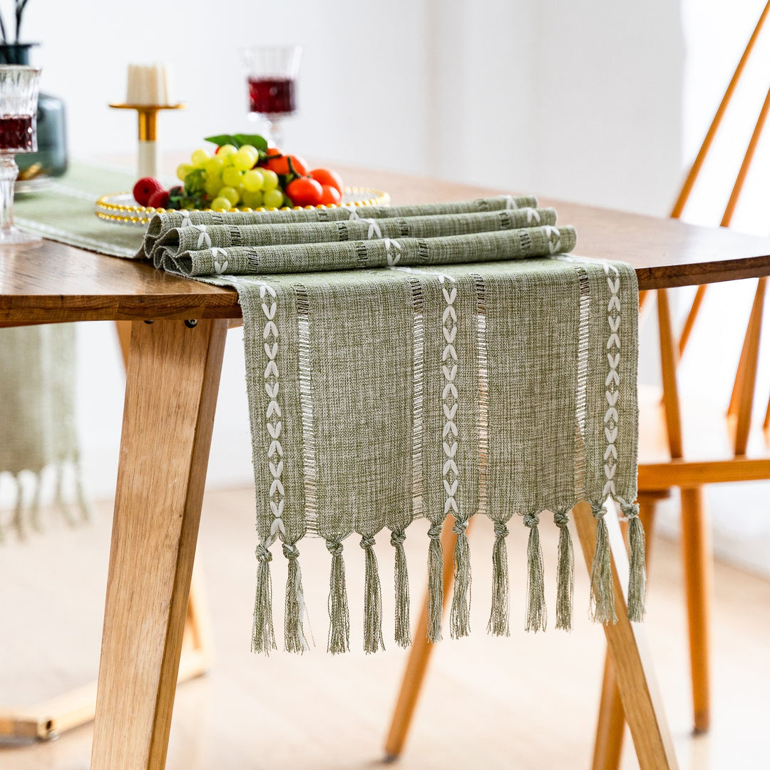 Cloudy Day Tassel Table Runner