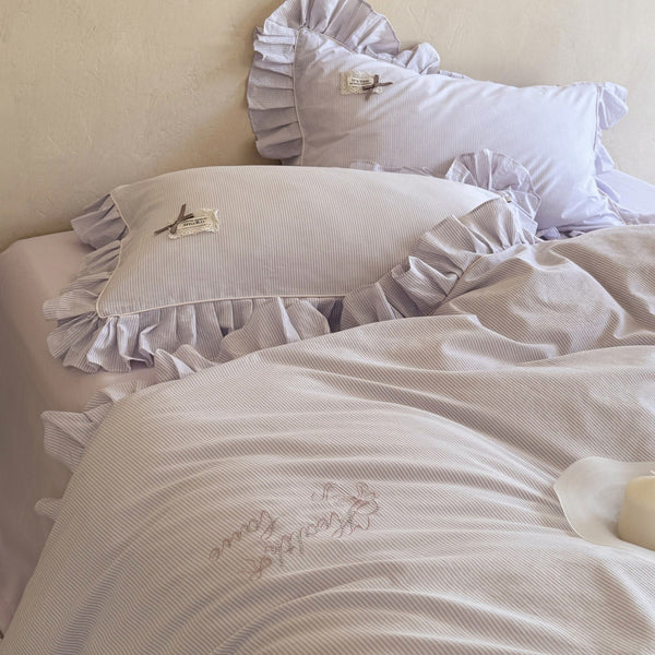 Lavender Ruffle Stripe Bedding Set - FINAL SALE