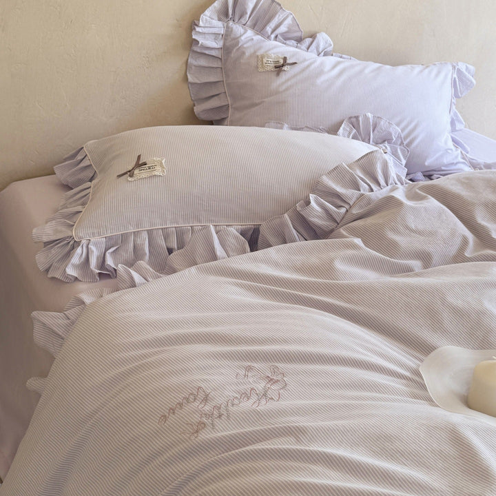 Lavender Ruffle Stripe Bedding Set - FINAL SALE