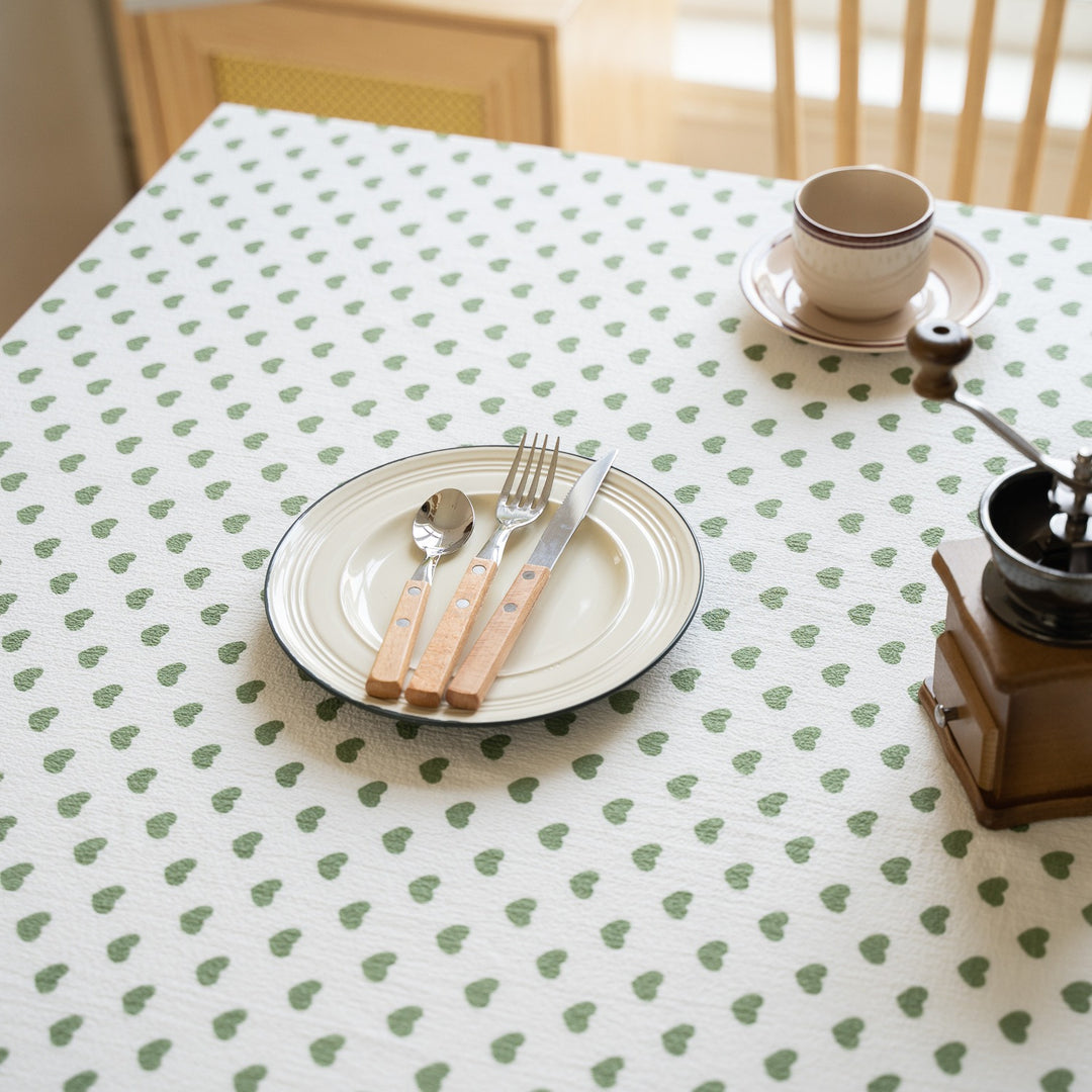 Heart Polka Dots Table Cloth
