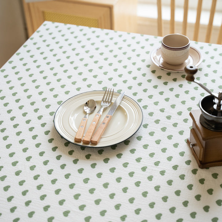 Heart Polka Dots Table Cloth
