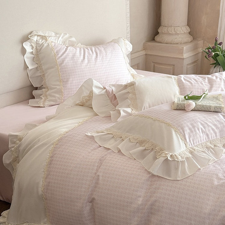 Houndstooth & Sweet Ruffle Bedding Set Collection