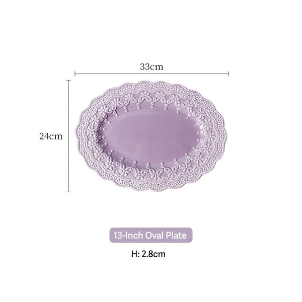 Lavender Lace Embossed Dinnerware