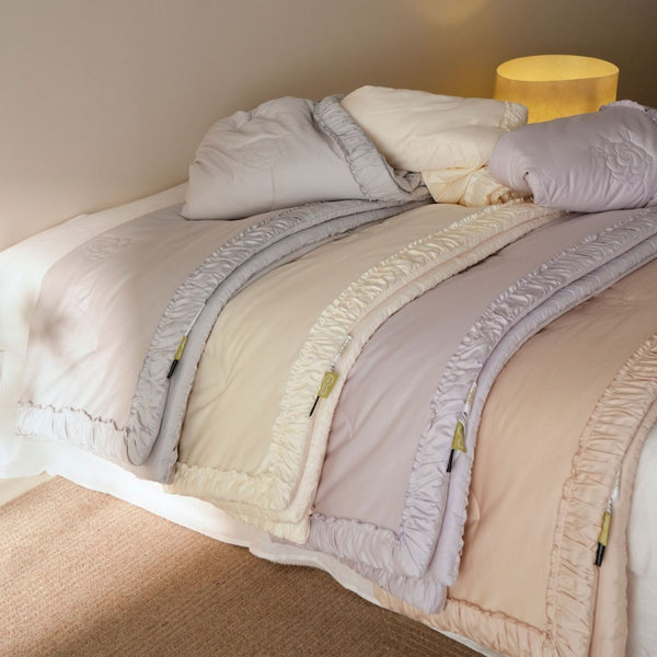 Buttercream Ruffle Summer Quilted Blanket