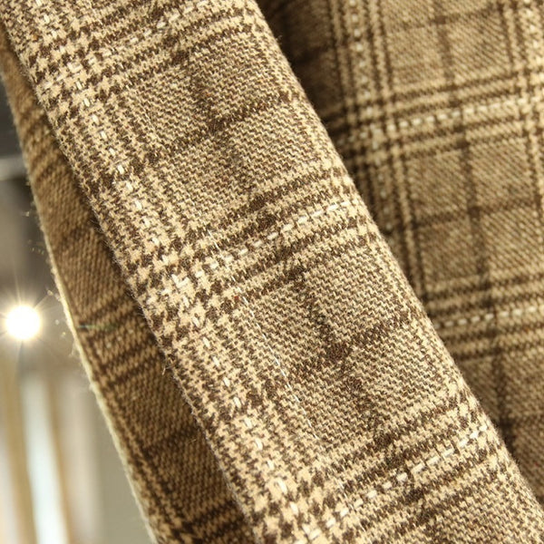 Farmhouse Camel Plaid Cabinet Curtain