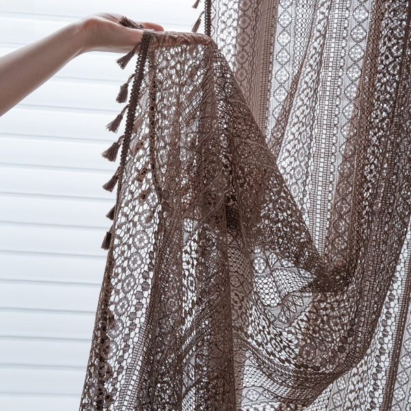 Soft Glow Lace & Fringe Curtain