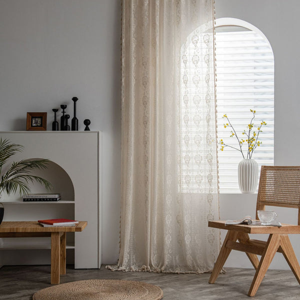 Rose Lace Tassel Curtain