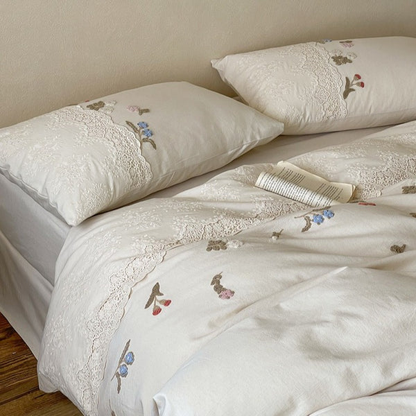 Vivid Floral Cotton Linen Bedding Set