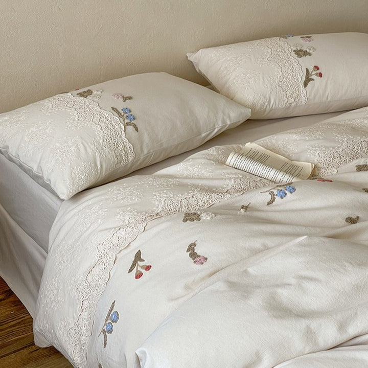 Vivid Floral Cotton Linen Bedding Set