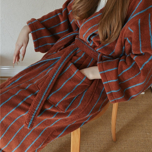 Nostalgic Soft Striped Bathrobe