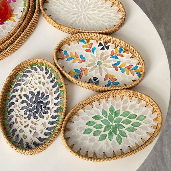 Shell Art Oval Tray Set