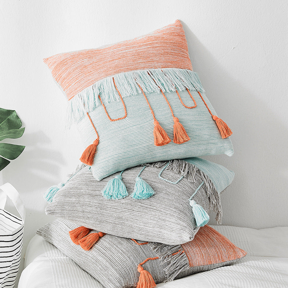 Chic Lattice Tassel Pillow