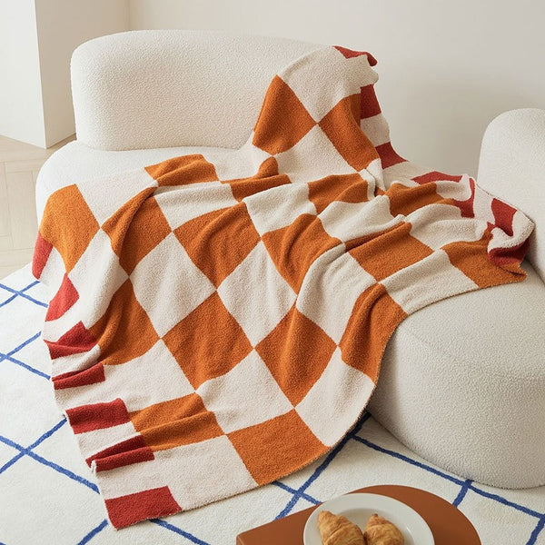 Pastel geometric grid blanket