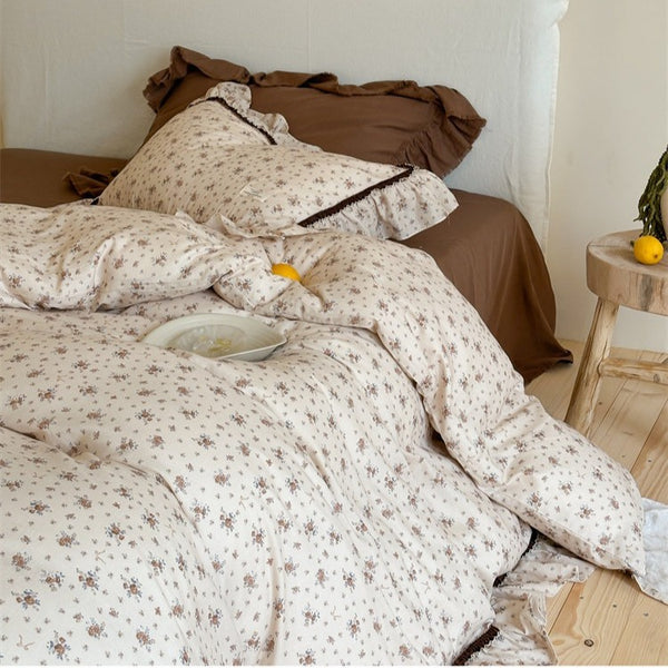 Brown Floral Bedding Set