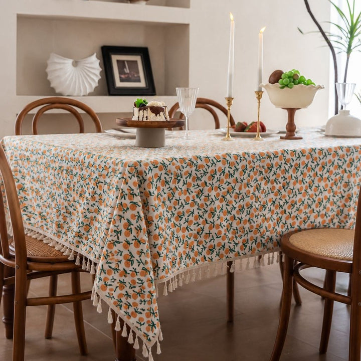 Summer Mandarin Tassel Tablecloth