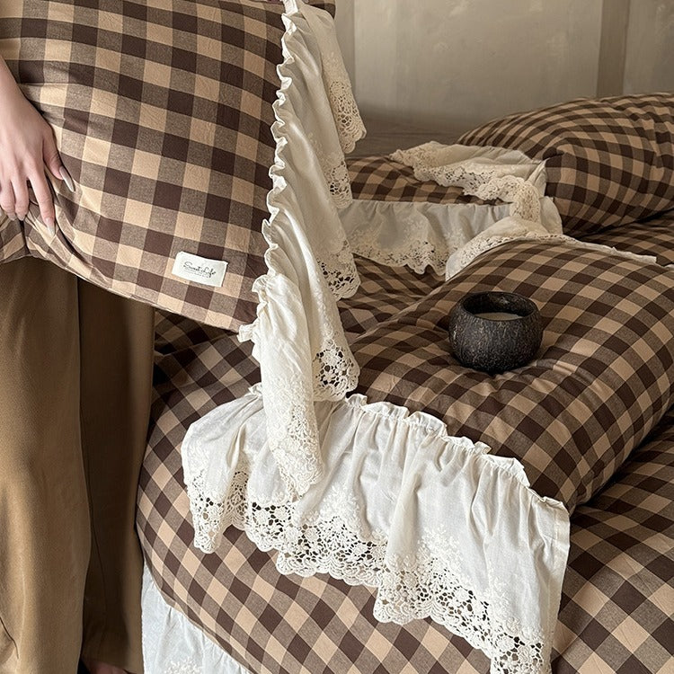 Countryside Lace Checker Bedding Set Collection
