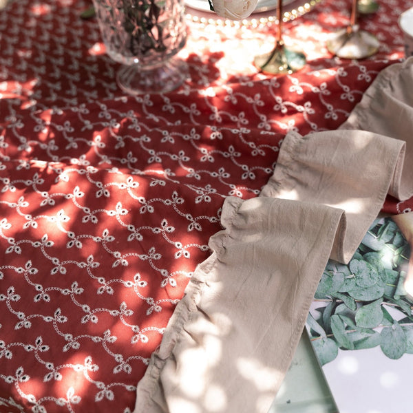Rustic Ruffle Floral Tablecloth