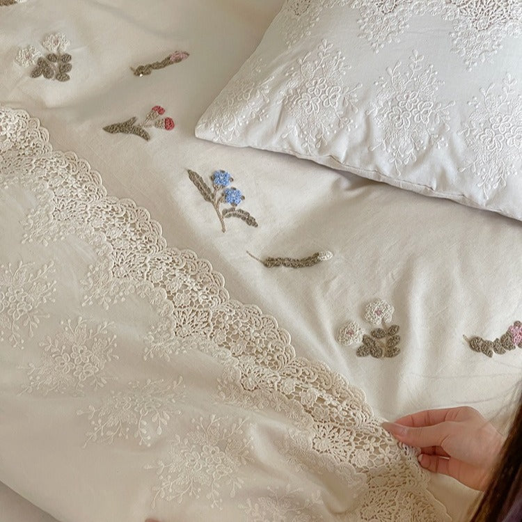 Vivid Floral Cotton Linen Bedding Set