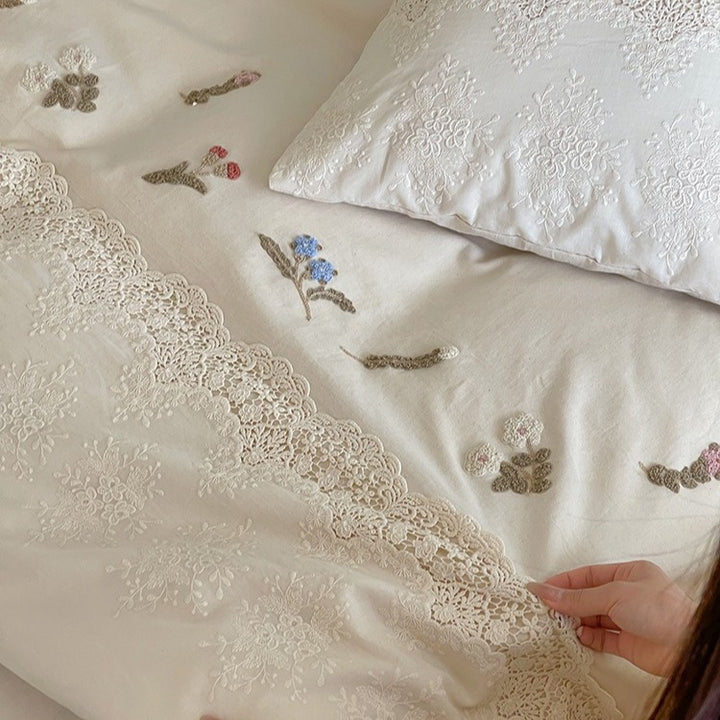 Vivid Floral Cotton Linen Bedding Set