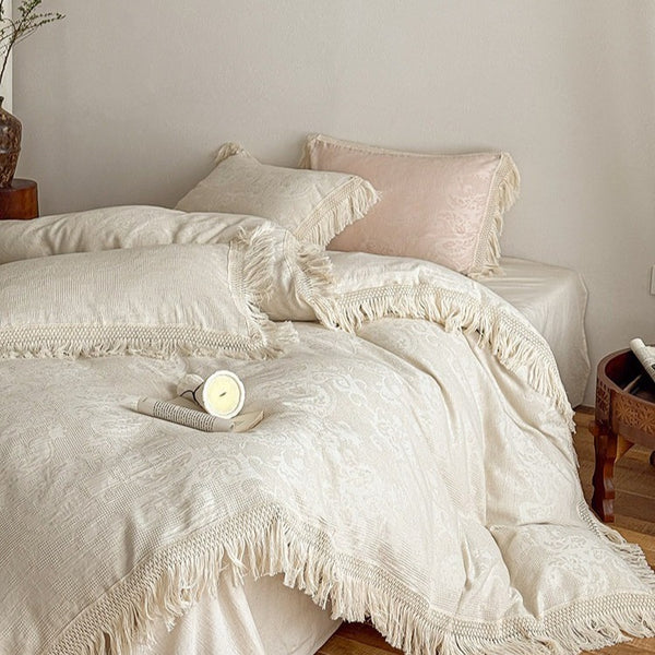 Linen Fringe Bedding Set
