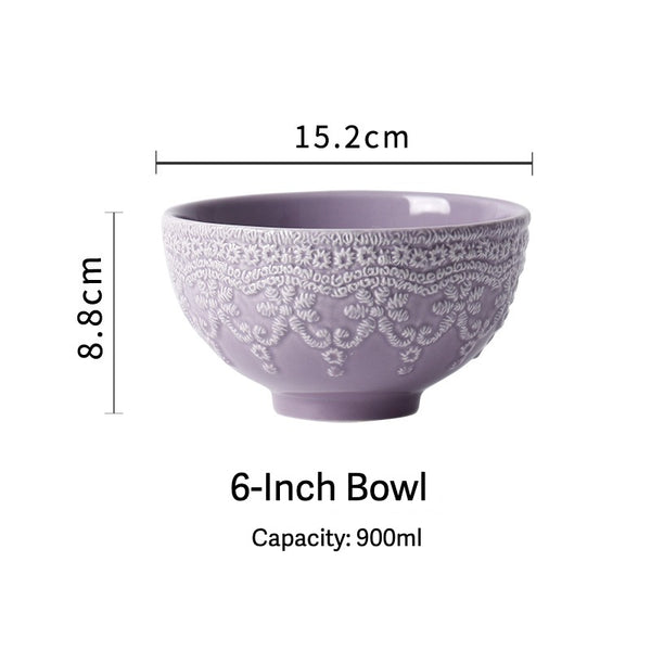 Lavender Lace Embossed Dinnerware