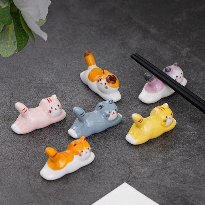 Sunbathing Cat Chopstick Holder Set