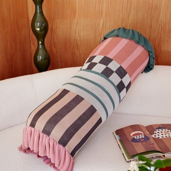 Playful Patchwork Bolster Cushion