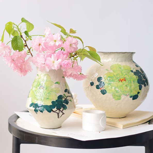 Green Rose Ceramic Vase Collection