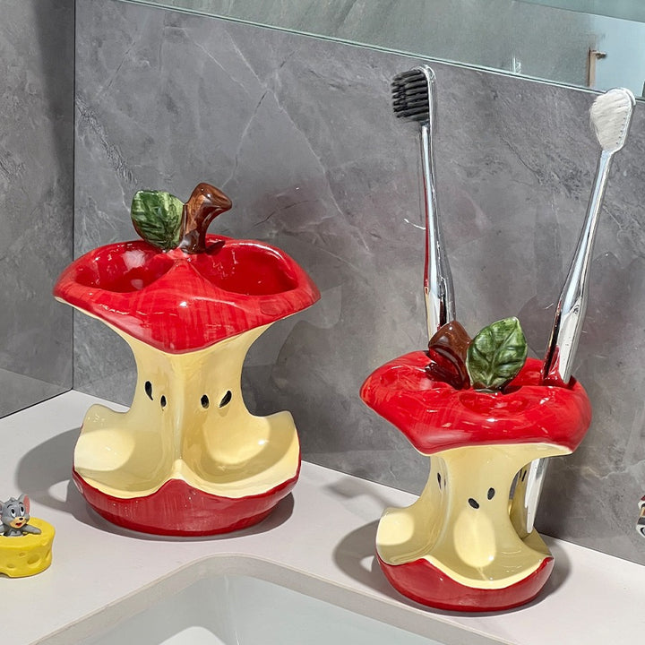 Fun Apple Core Toothbrush Holder