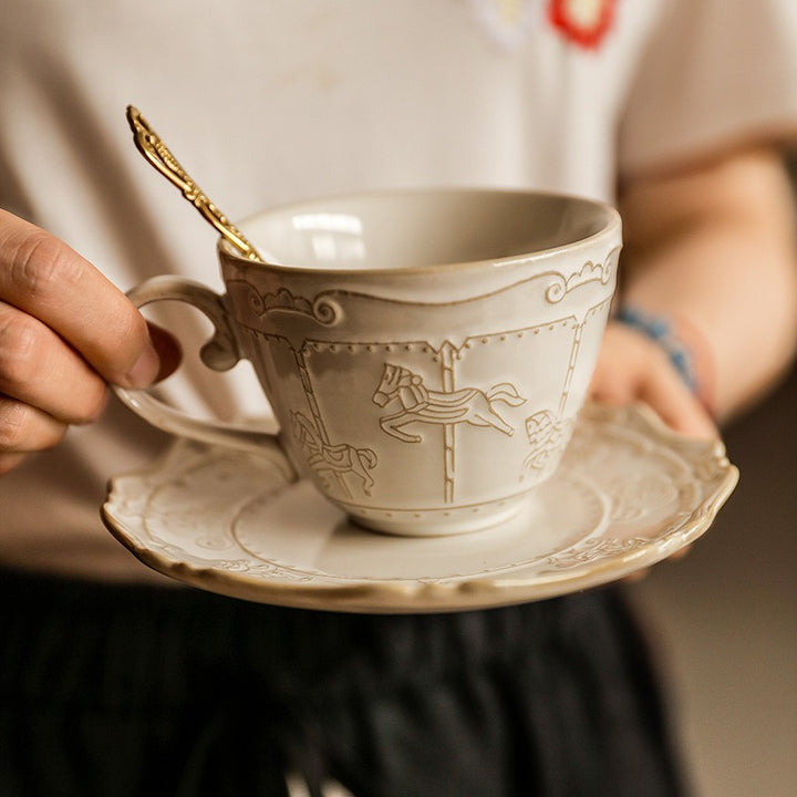 Carousel Dream Embossed Ceramic Cup Set