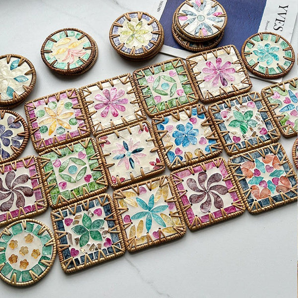 Shell Art Square Coaster Set